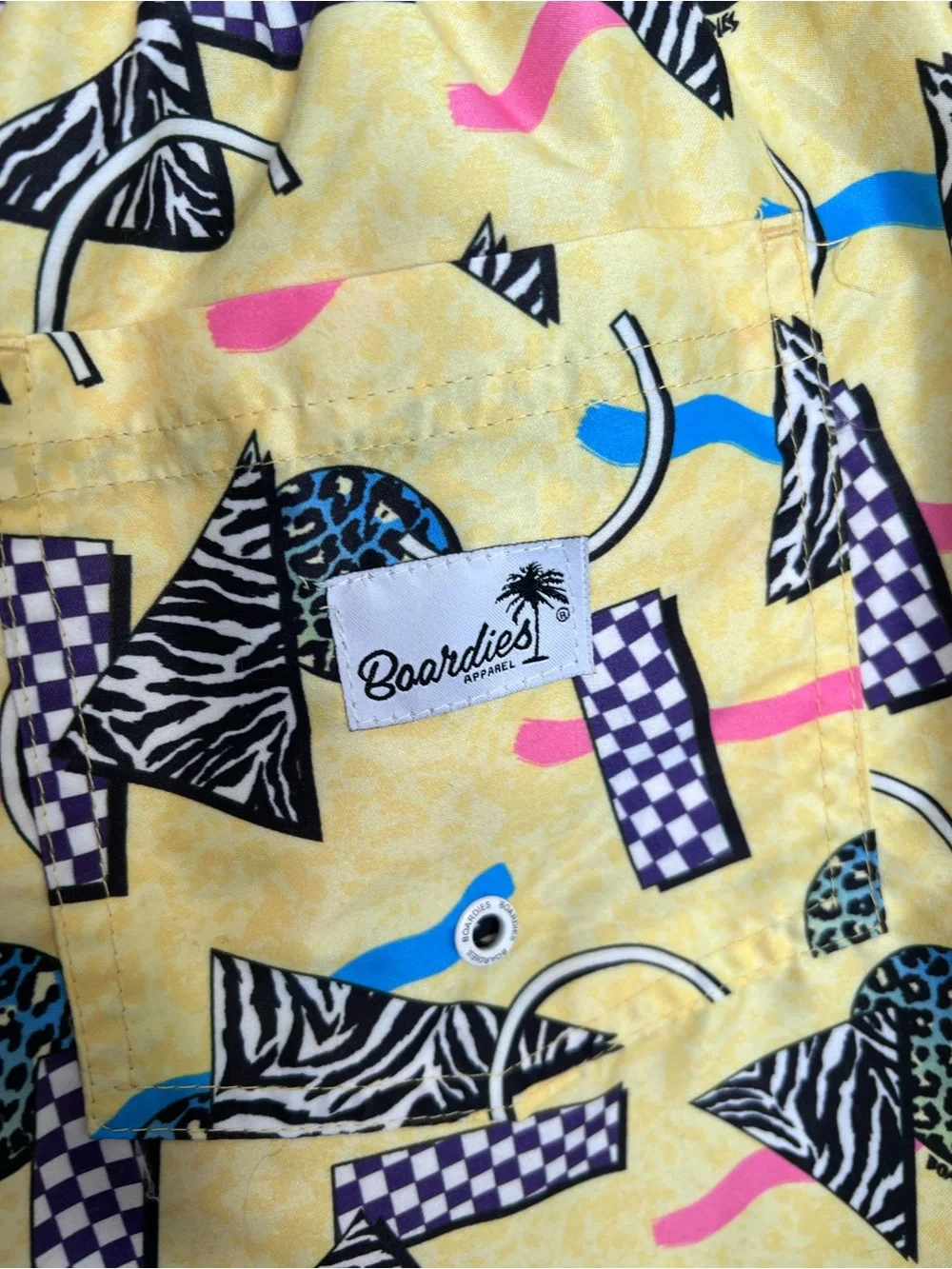 Boardies 80s Novelty Print All Over Geometric Pattern Board Shorts. Size Small.